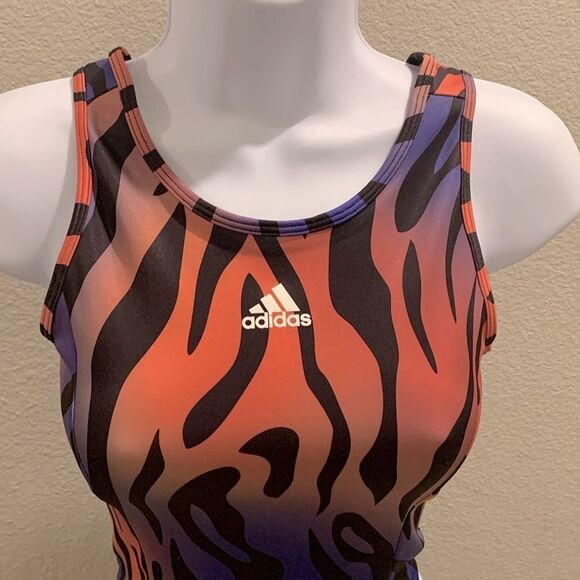 Take 50% OFF- Adidas Multicolor Zebra Print Crop Top-Size-S - Picture 3 of 9